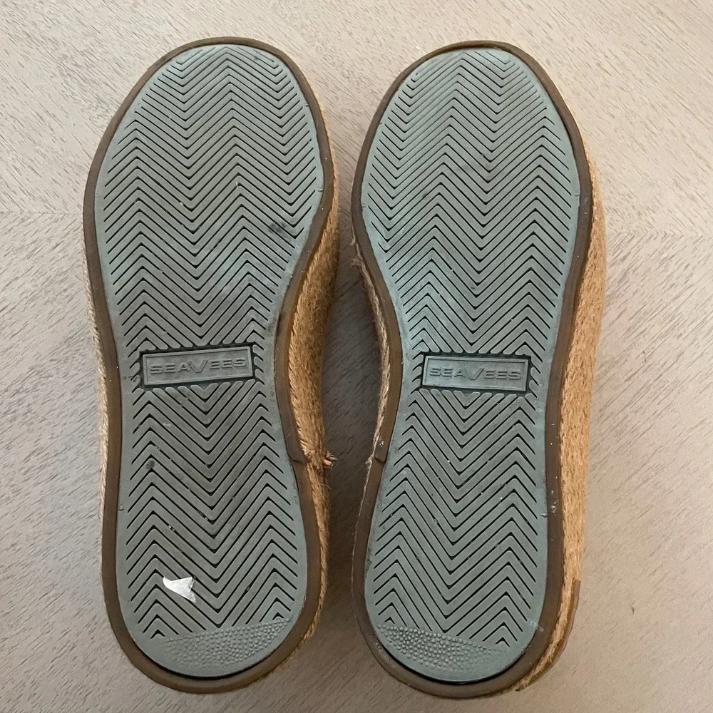 SeaVees Oceanside Espadrille Slip On Cream Canvas Platform Sneakers Size 6